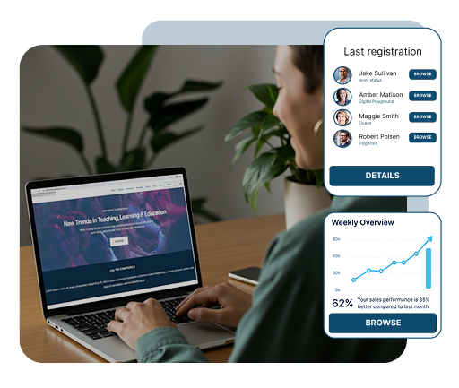 Gestione di un evento da laptop con la dashboard registrazioni di SharEvent