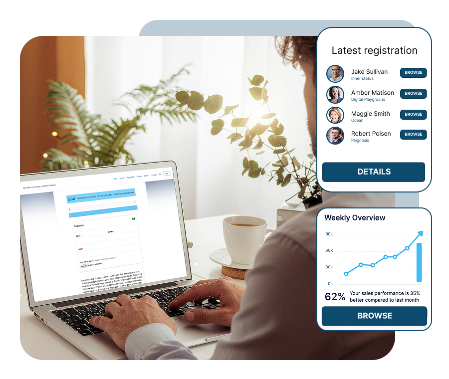 Iscrizione a un evento da laptop con la dashboard registrazioni di SharEvent