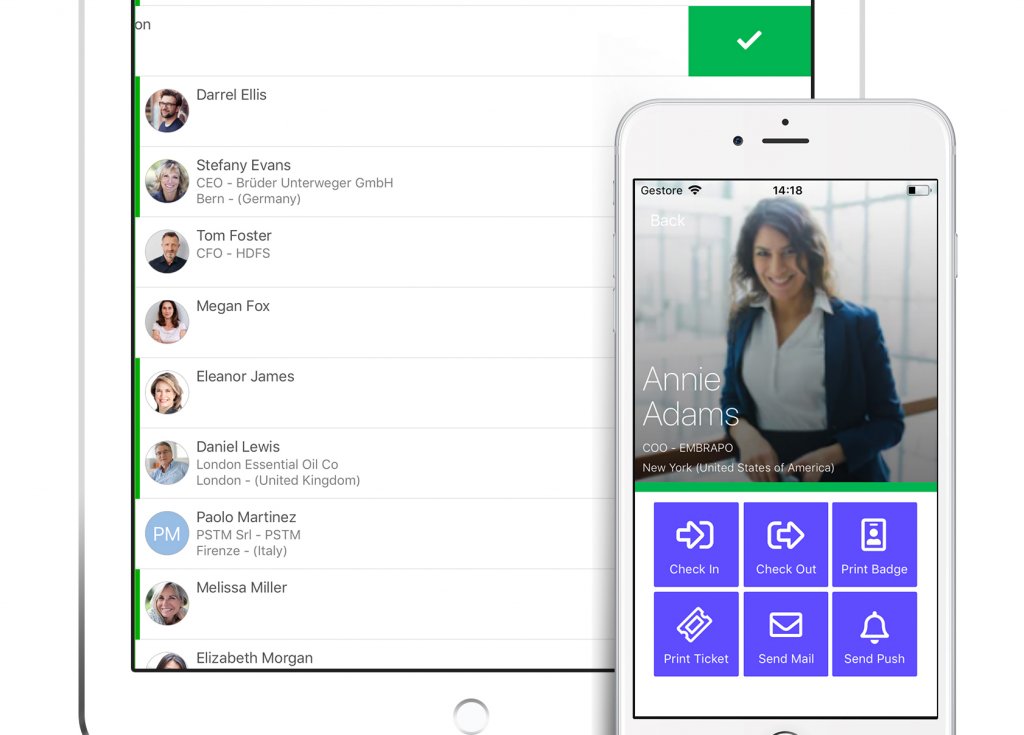 Check-in di un evento tramite app SharEvent con lista partecipanti