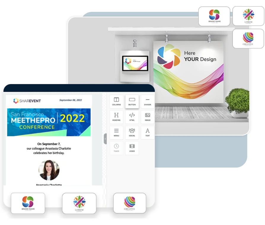 Website builder di SharEvent per personalizzare il brand di un evento