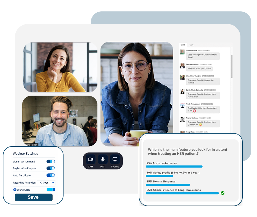 Webinar live di SharEvent con videoconferenza e chat