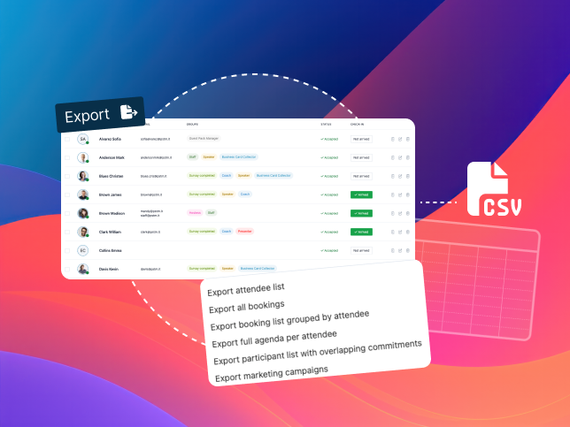 Esportazione dei dati dei partecipanti in CSV da SharEvent