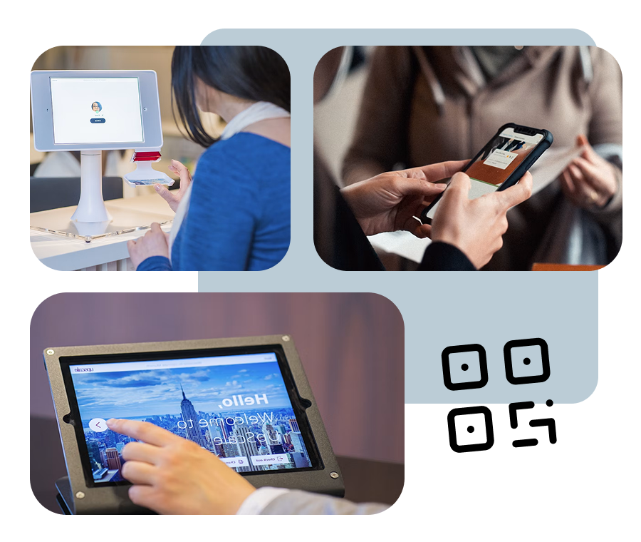 Accoglienza e check-in dei visitatori a un open day con QR code su SharEvent