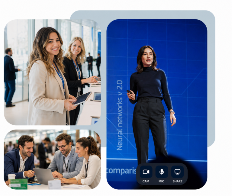 Evento corporate con networking, presentazione e streaming live su SharEvent