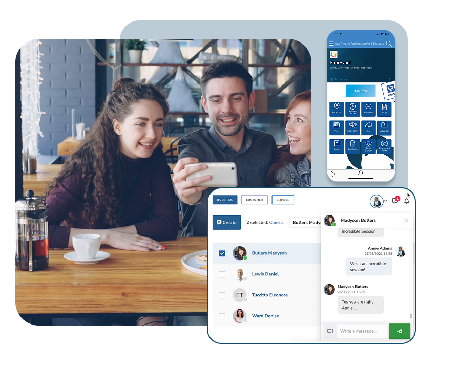 Chat e messaggistica integrata di SharEvent per l'interazione tra partecipanti a un evento